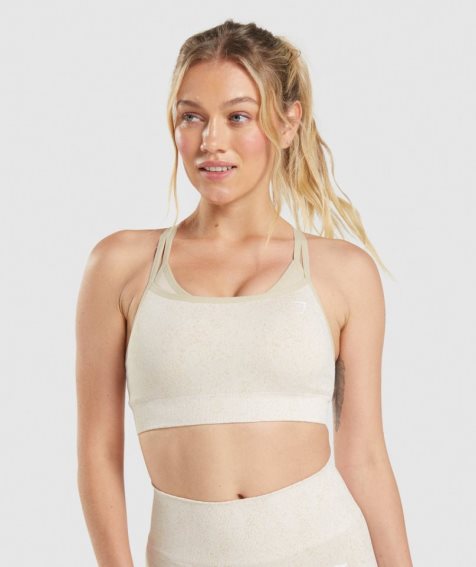 Women's Gymshark Adapt Fleck Seamless Sports Bra White | CA N78D05